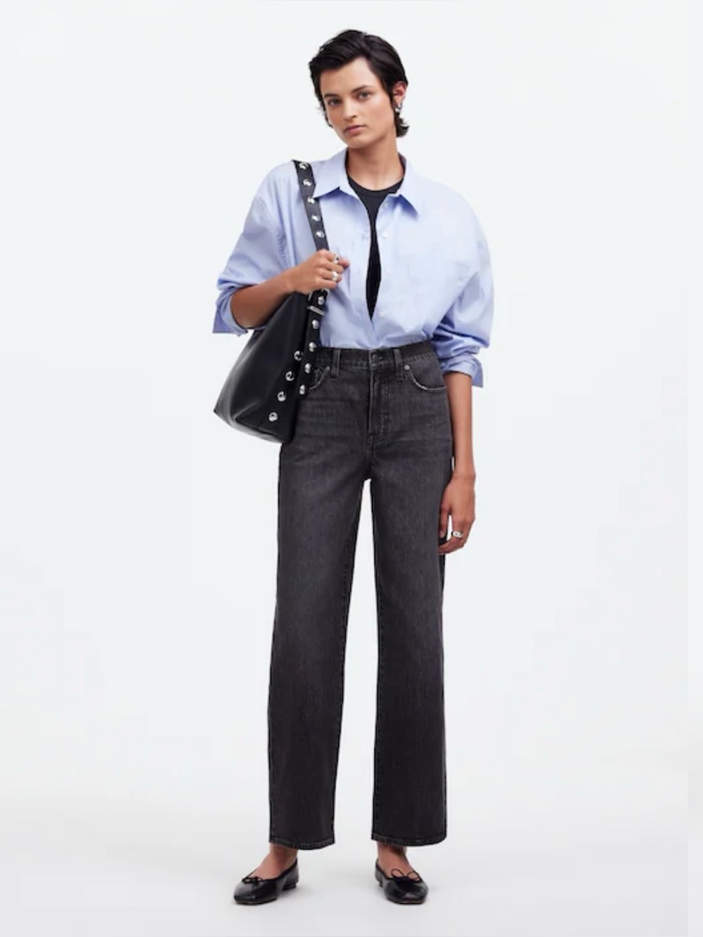 Madewell Perfect Vintage Wide-Leg Crop Jean Petite 29 Robles Washed (Black Wash)